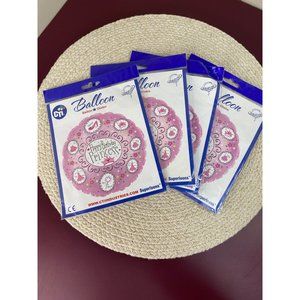 Lot of 4 CTI Industries Inflatable Foil Balloon Happy Birthday Princess